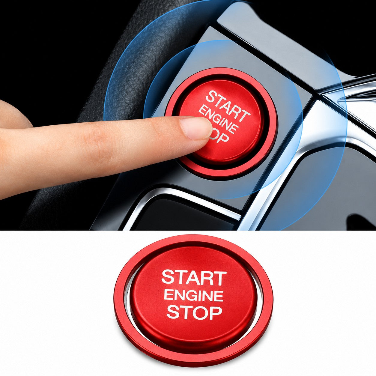 Start-/Stop-Knopf für VW Modelle Abdeckung Zierring Blende Ring Volkswagen Rot