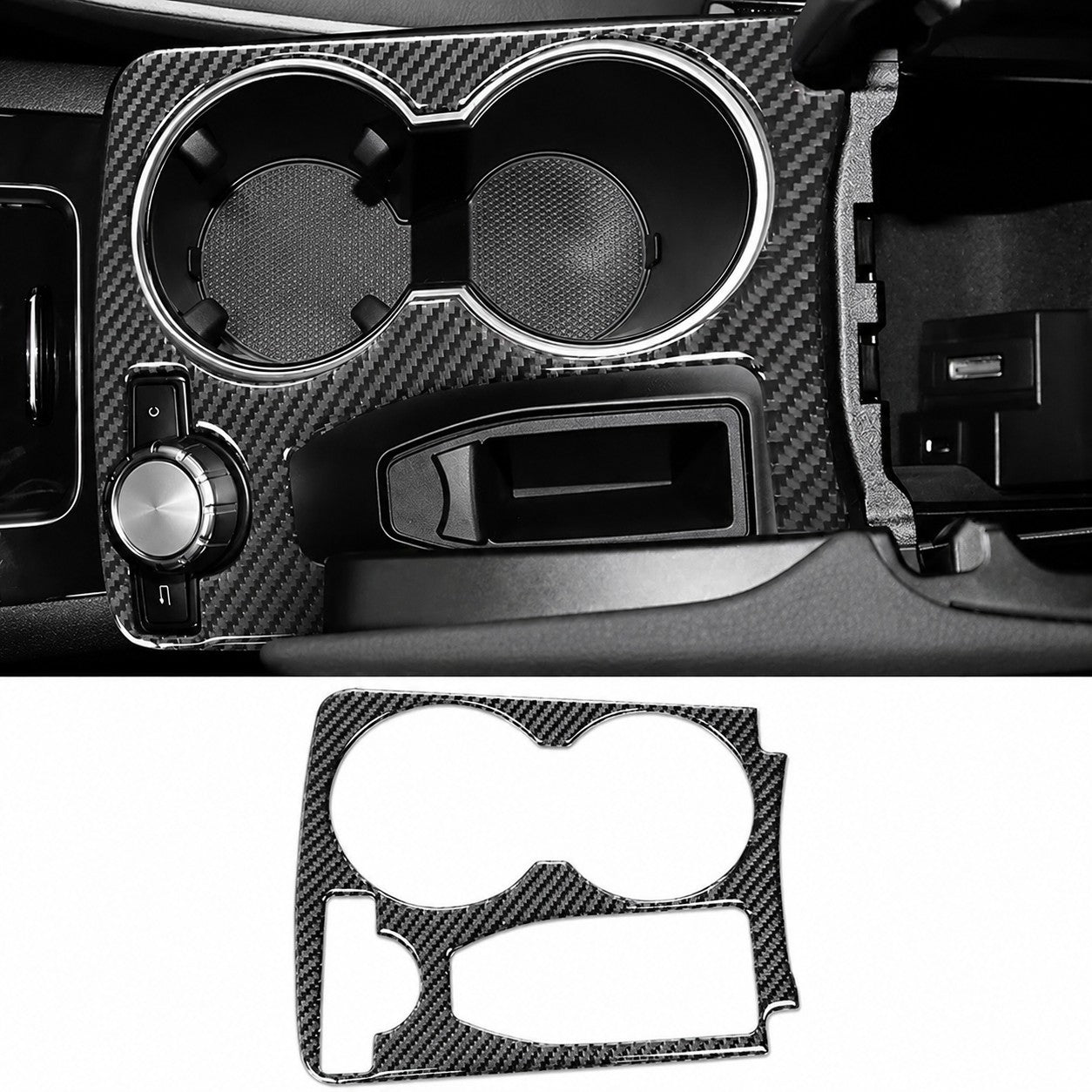 Getränkehalter Abdeckung für Mercedes Mittelkonsole GLK X204 Cupholder Blende Carbon Look