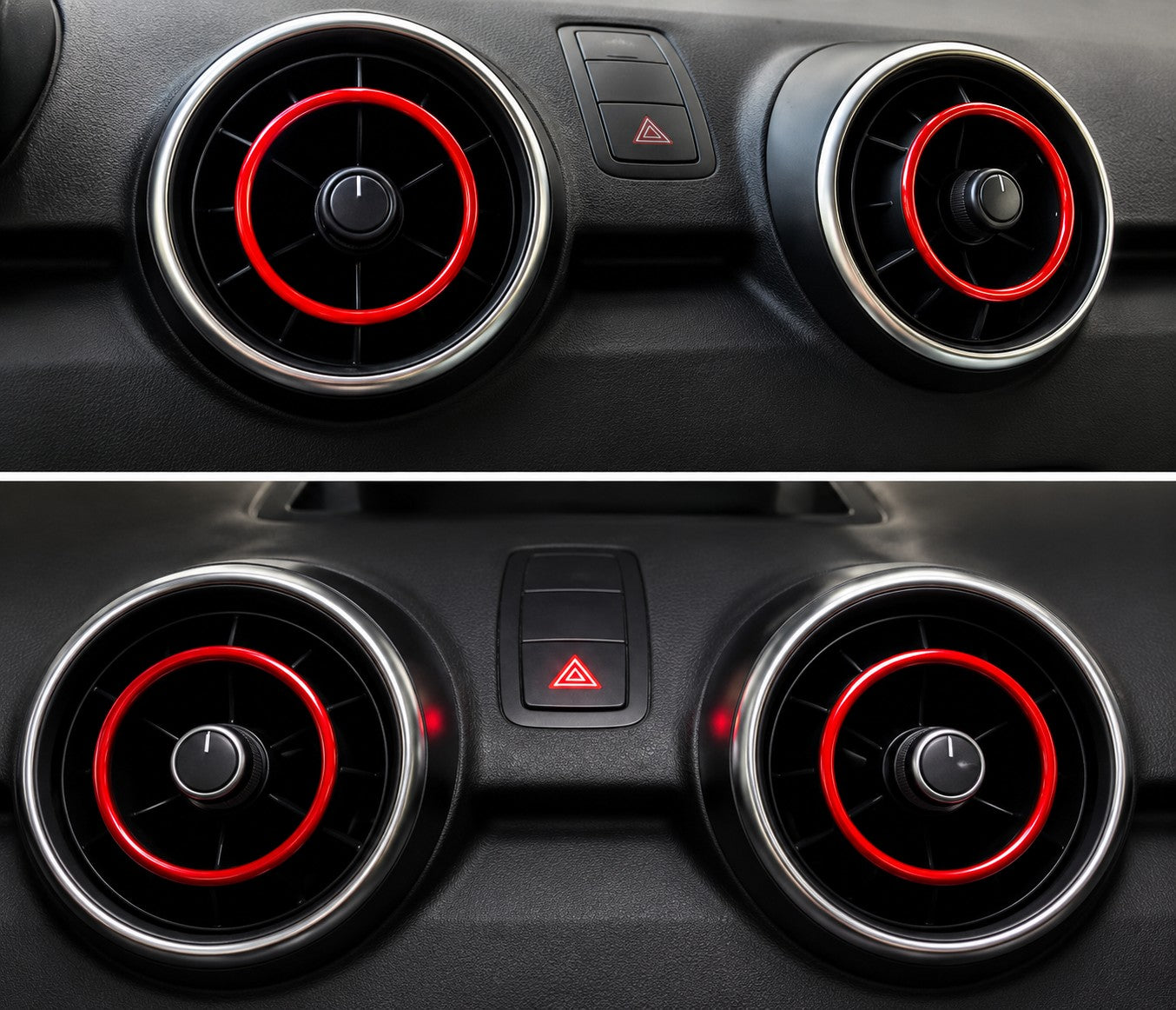 Luftdüsen Ringe für Audi A1 (8X) Sportback Lüftungsringe Ringe Aluminium Blau Rot